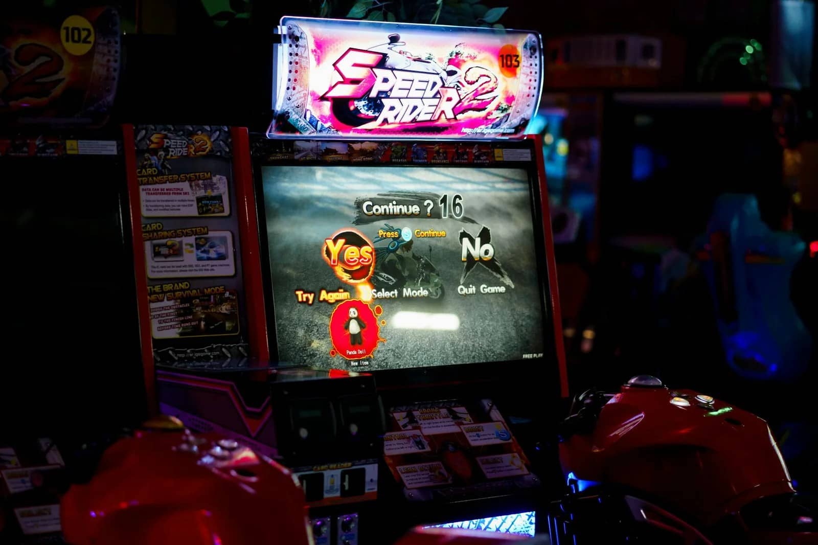 red arcade gaming machine