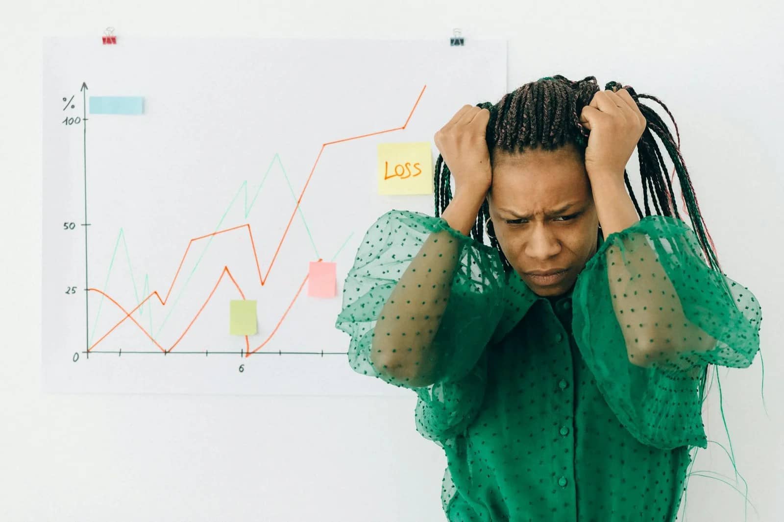 Tax policy 2025: woman in green and white polka dot shirt covering her face