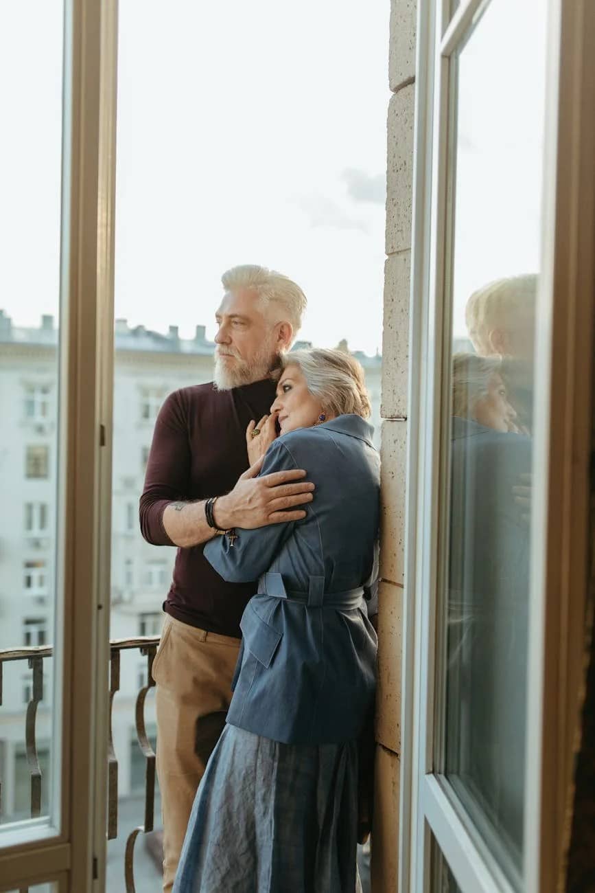 a couple embracing