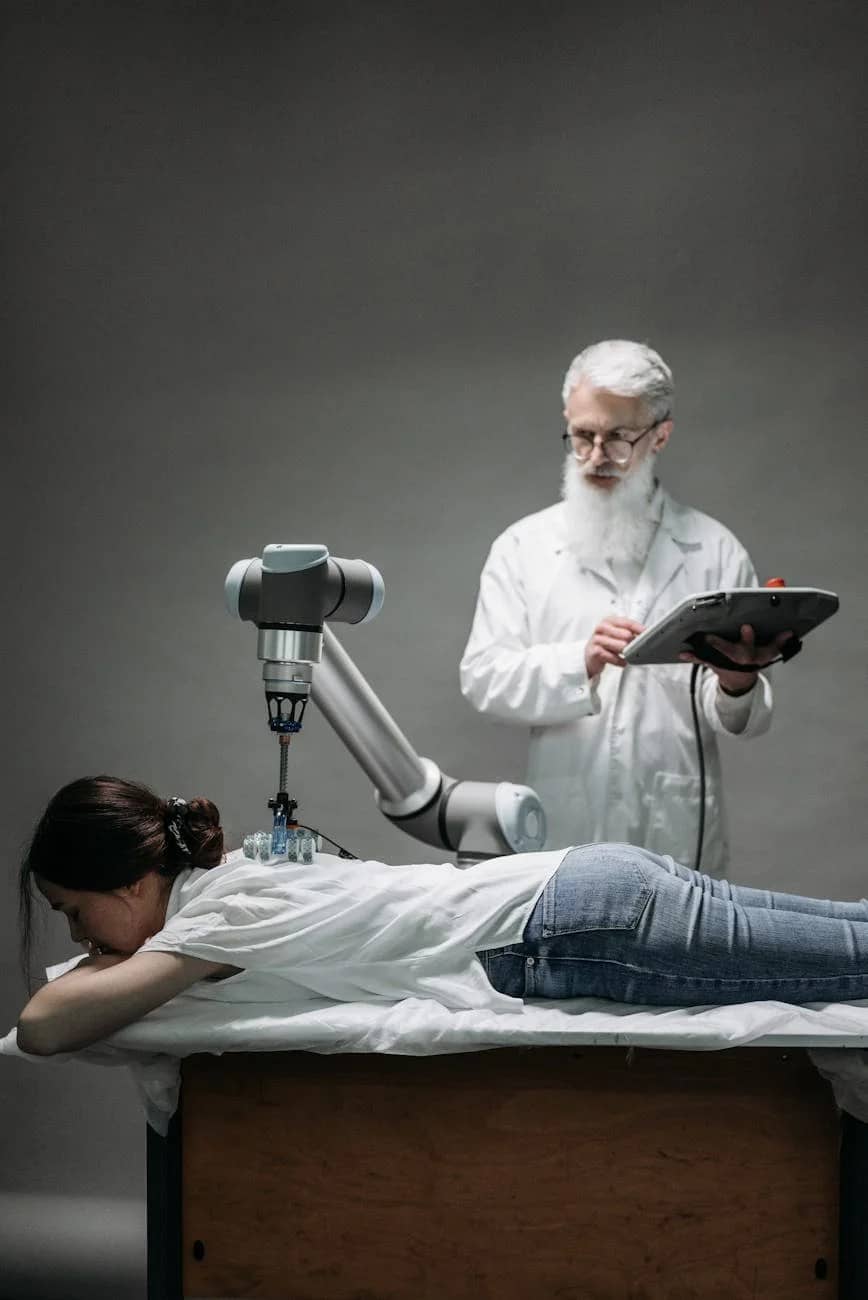 Future of AI: a scientist testing a device
